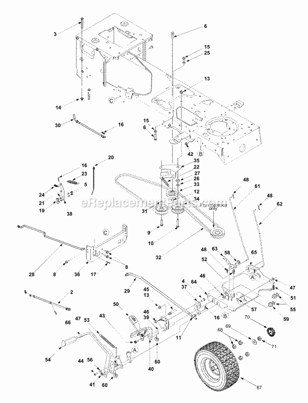 Drive & Rear Wheel Diagram and Parts List for GT1222 14AB13CH710 Cub Cadet Lawn Tractor